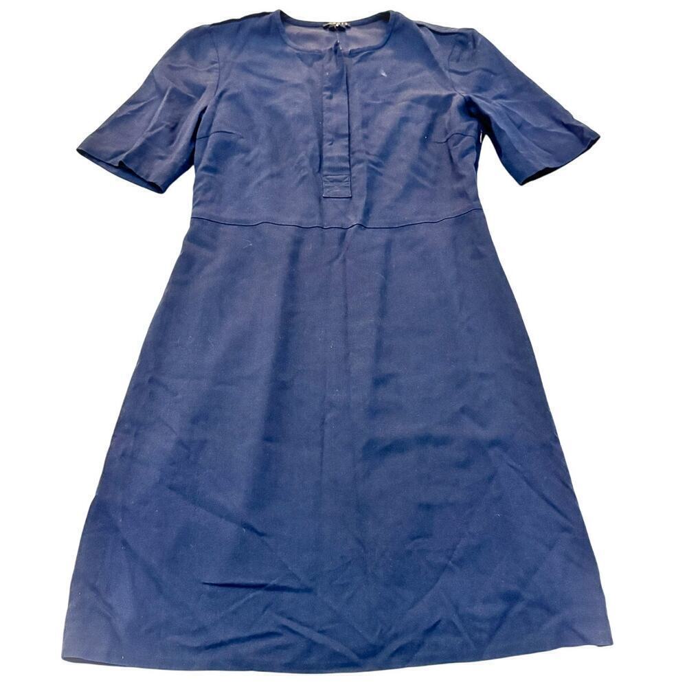 Theory Navy Blue Short Sleeve Shift Dress Knee High Size 10 Mint